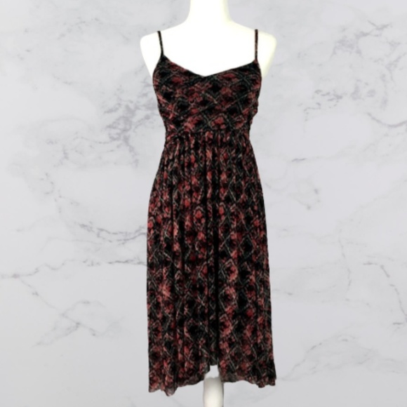 Free People Black/Red Floral Diamond Dress - Picture 1 of 7